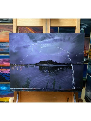 Lightning  Ocean Art  Painting