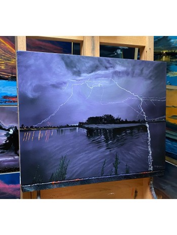 Lightning  Ocean Art  Painting