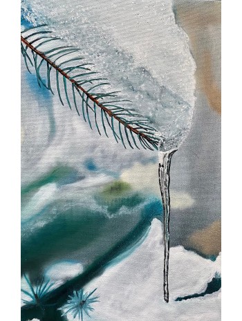 Tree Branch Icicle Oil Painting