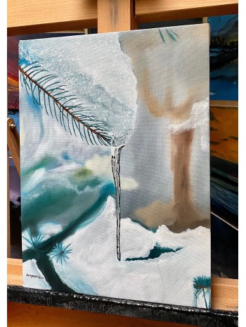 Tree Branch Icicle Oil Painting