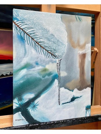 Tree Branch Icicle Oil Painting