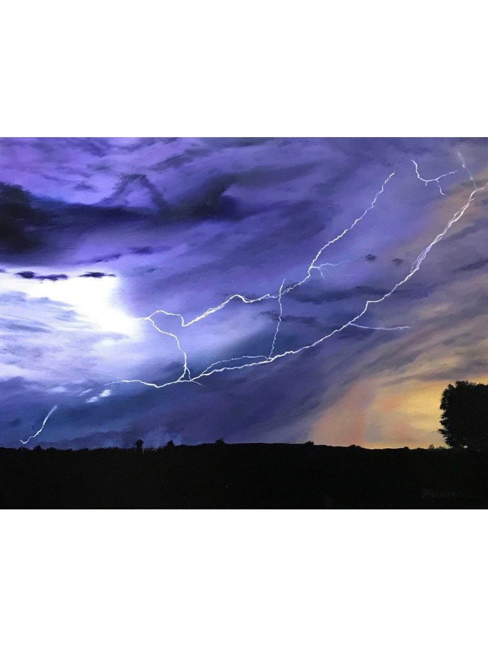 Lightning Over Lonely Plains Oil Painting