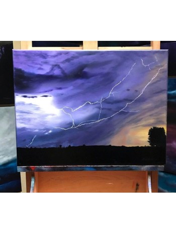 Lightning Over Lonely Plains Oil Painting