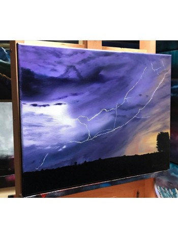 Lightning Over Lonely Plains Oil Painting