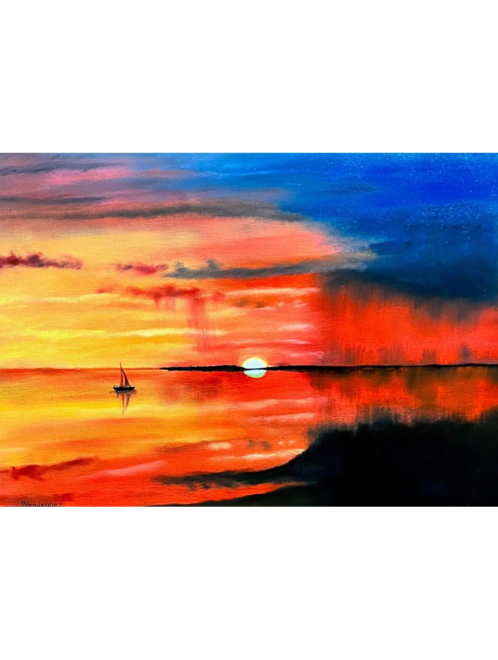 Sailing Sunset Oil Painting