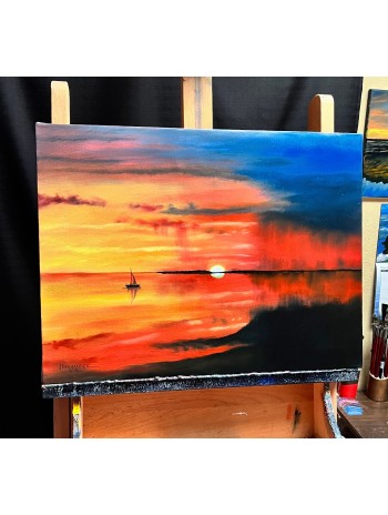 Sailing Sunset Oil Painting