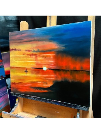 Sailing Sunset Oil Painting