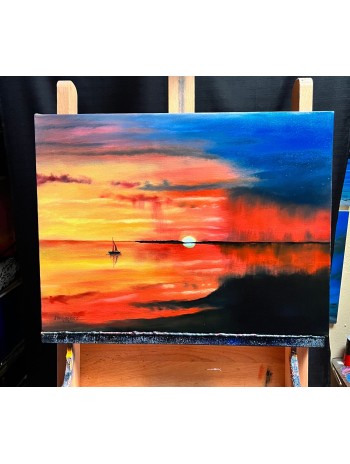 Sailing Sunset Oil Painting