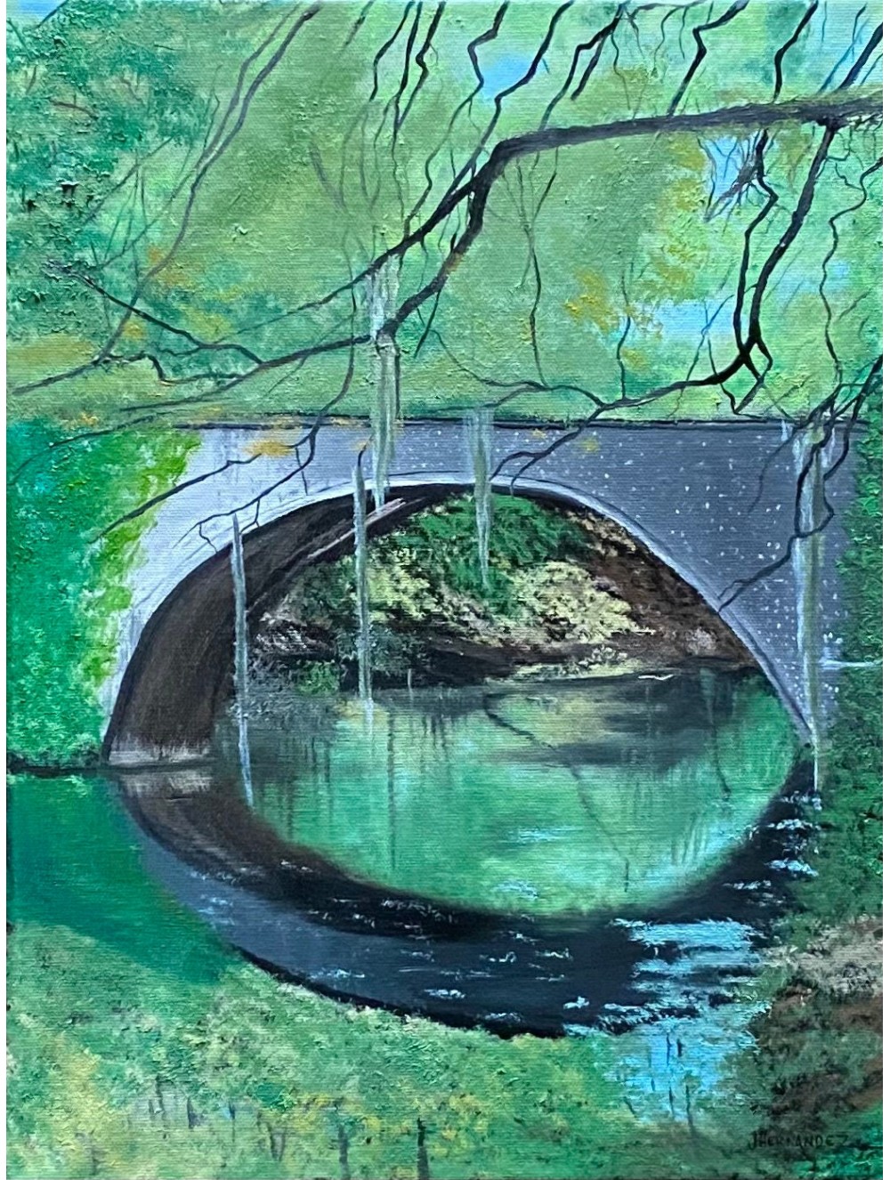 Audubon Park Bridge Oil Painting