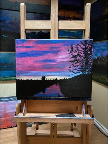 Blushing Skies Stained Waters Oil Painting