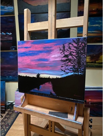 Blushing Skies Stained Waters Oil Painting