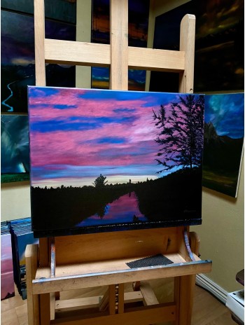 Blushing Skies Stained Waters Oil Painting