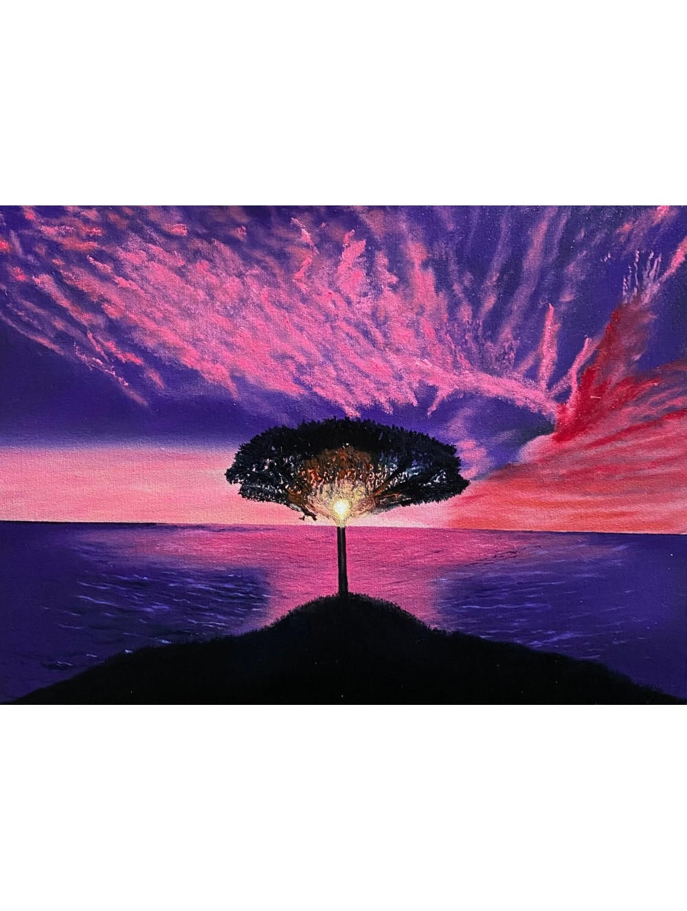 Lone Tree Sunset Oil Painting