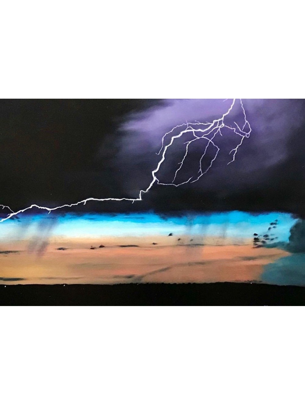 Turquoise Tangerine Lightning Storm Oil Painting